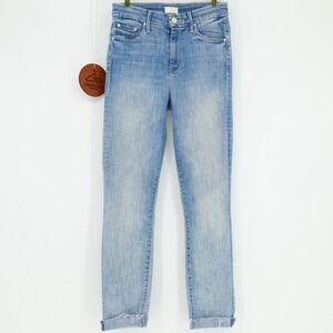 Mother Looker Ankle Fray Jeans Size 25 Twenty-Eight and a Half Wishes Light Blue
